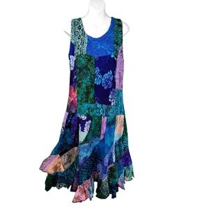 Patchwork Tank Swirl Dress, Summertime Blues